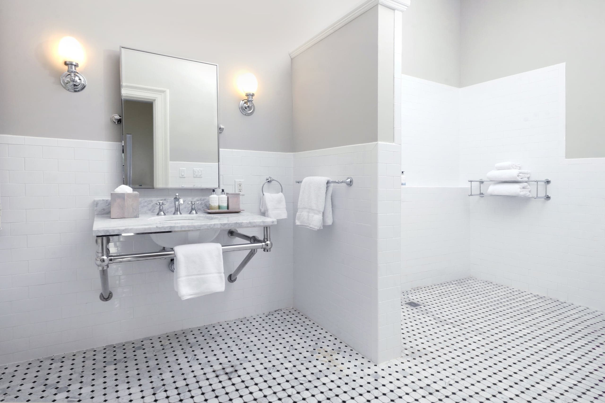 An ADA bathroom with plenty of room to get around