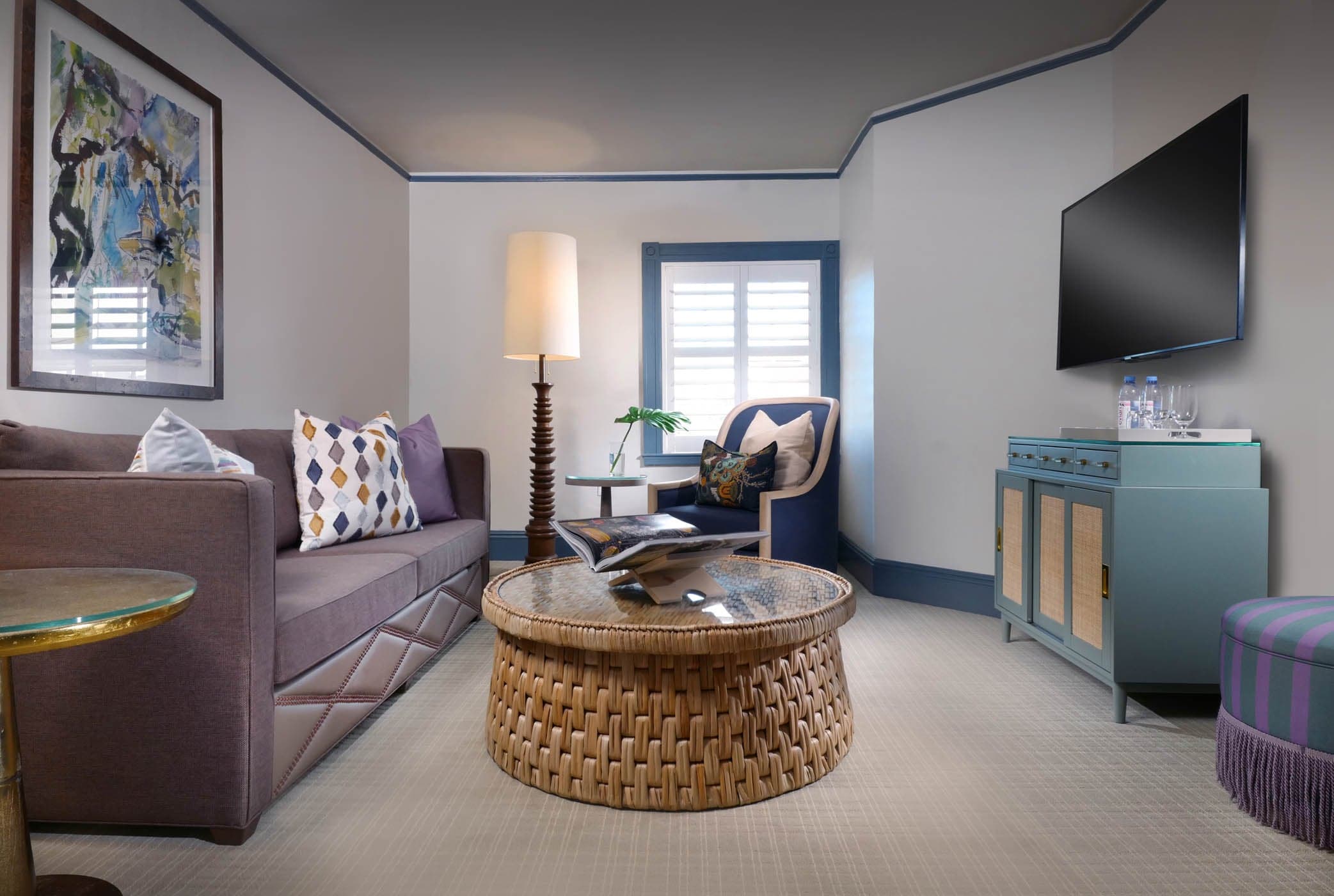 The living room in a Clubhouse Deluxe King Suite