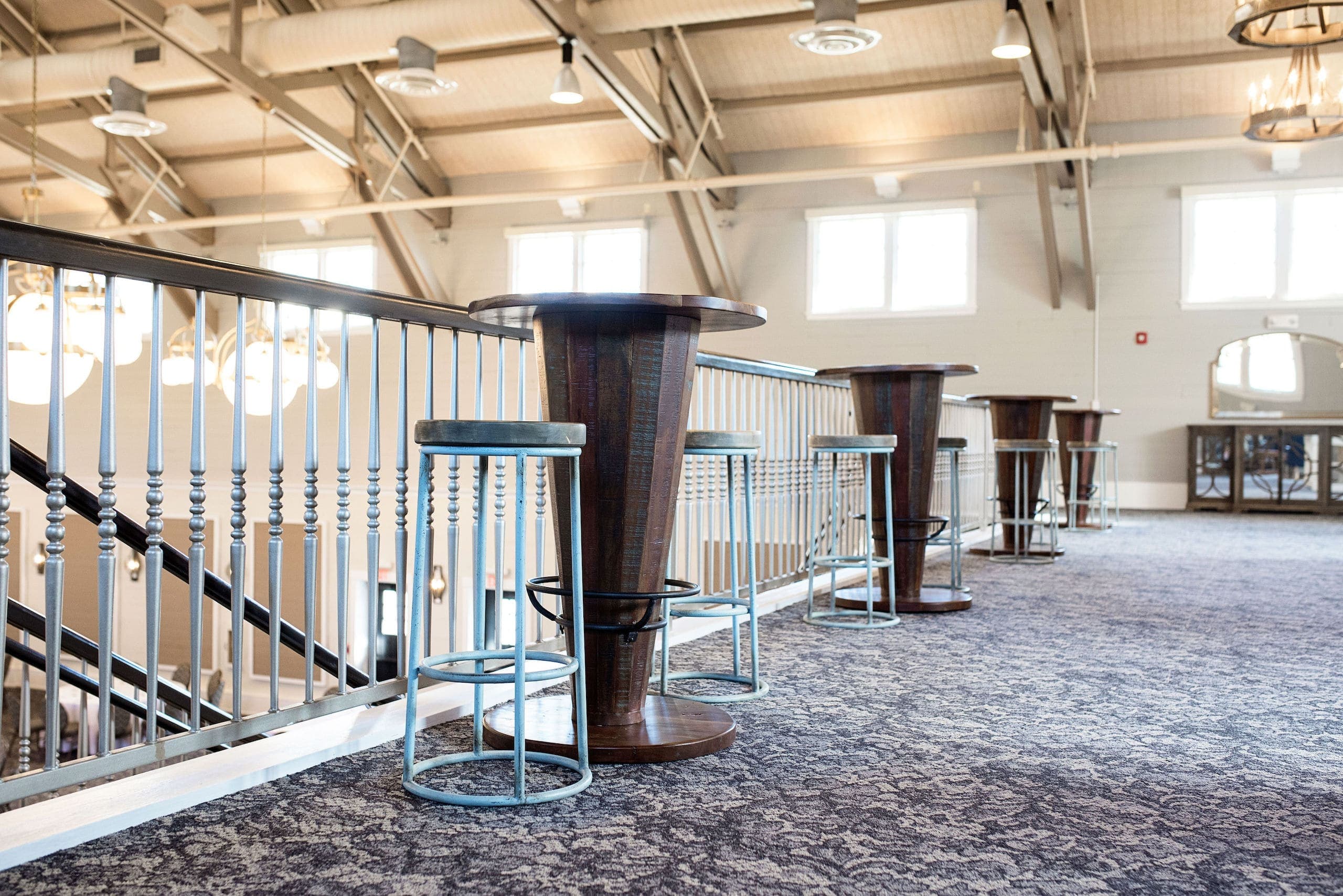 The indoor balcony over looking the ballroom of the Morgan Center Ballroom