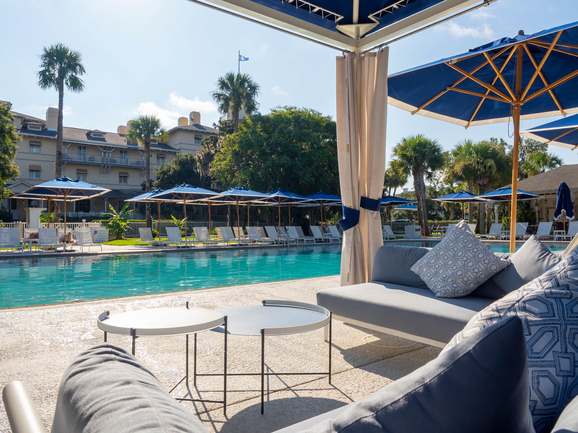 View of the pool from a cabana