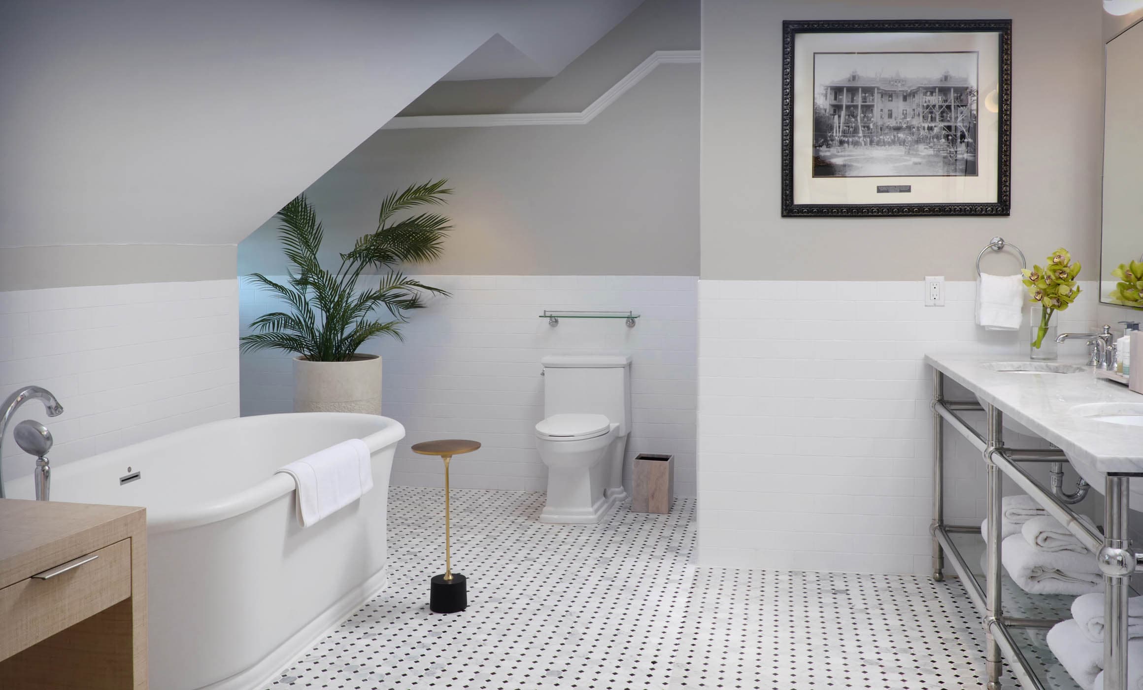 San Souci King Suite Bathroom with a soaker tub, double vanity and plenty of space