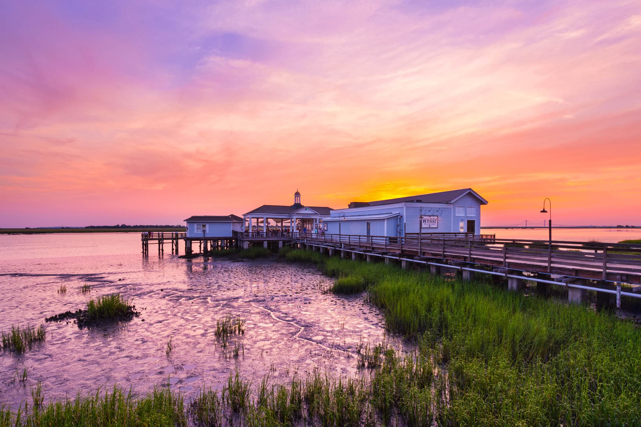 The Wharf exterior at sunset
