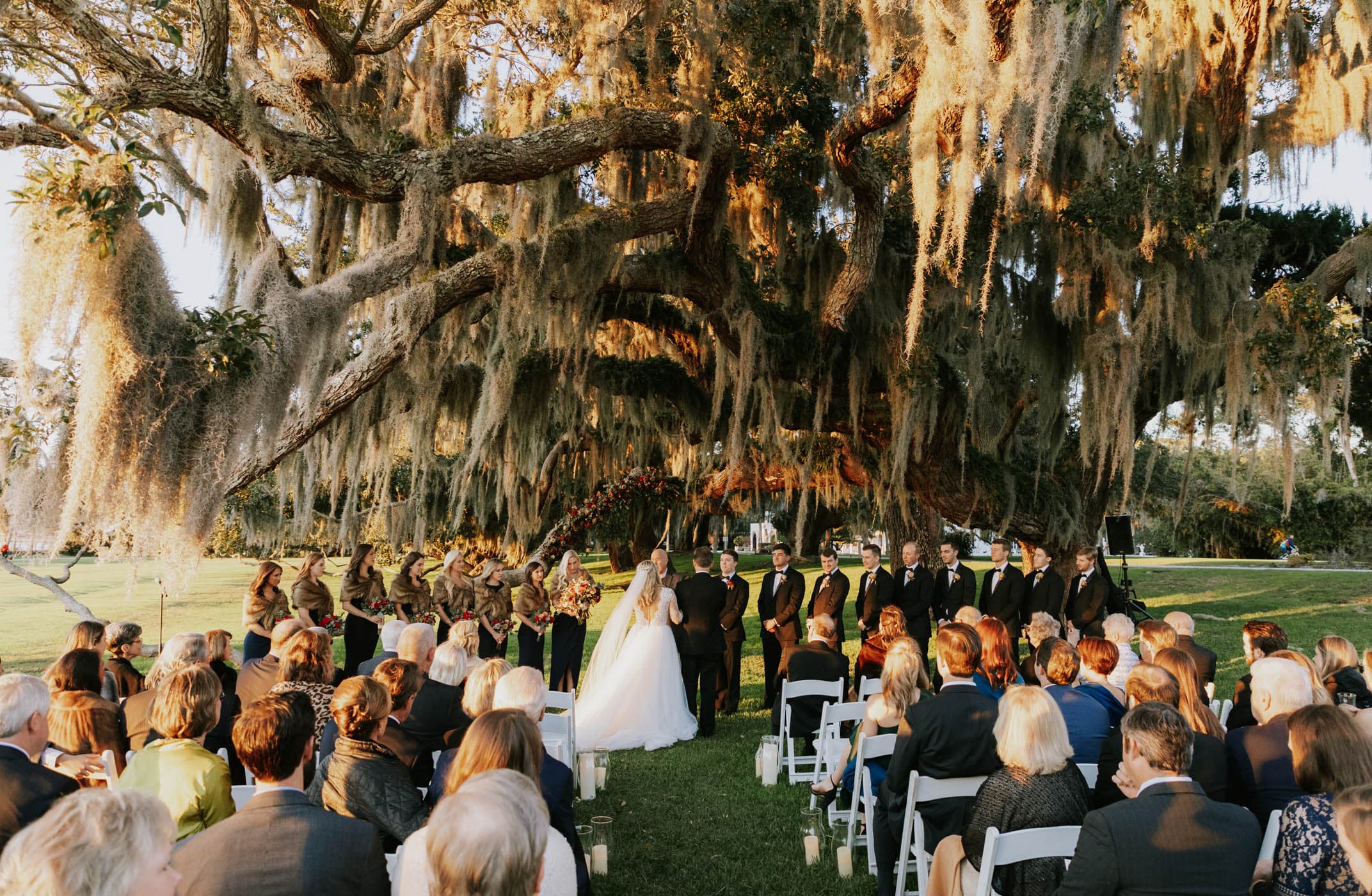 An outdoor wedding ceremony at Jekyll