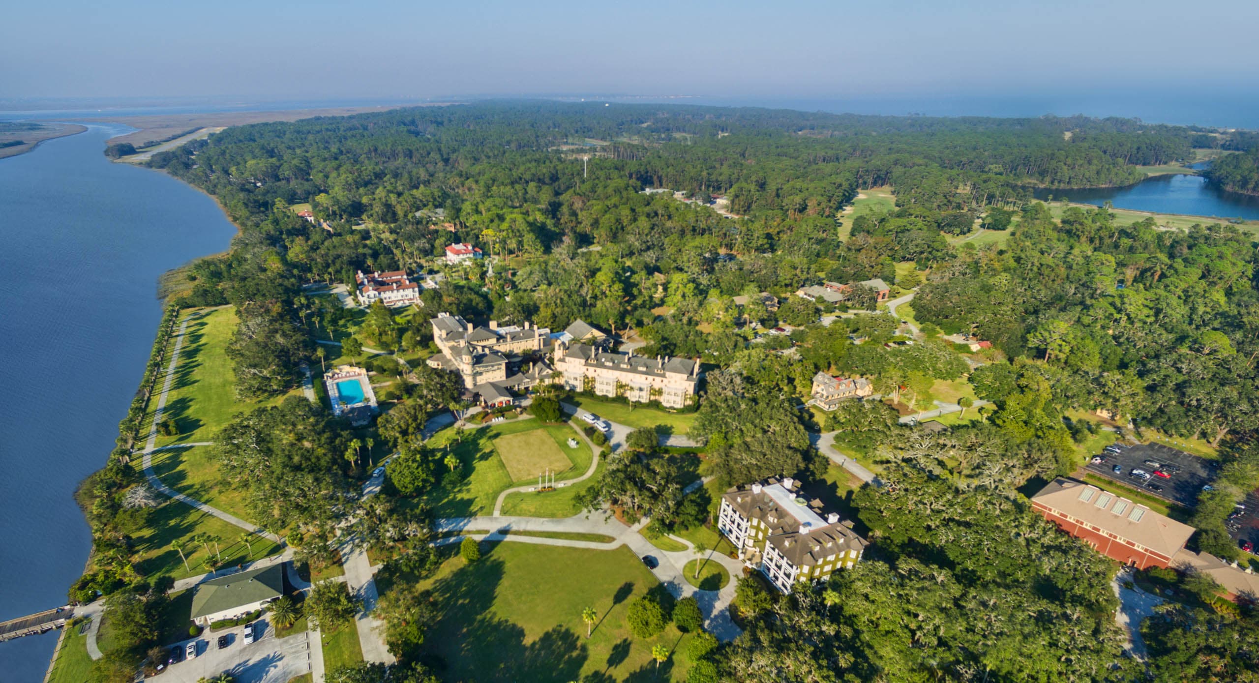 An aerial view of the whole resort
