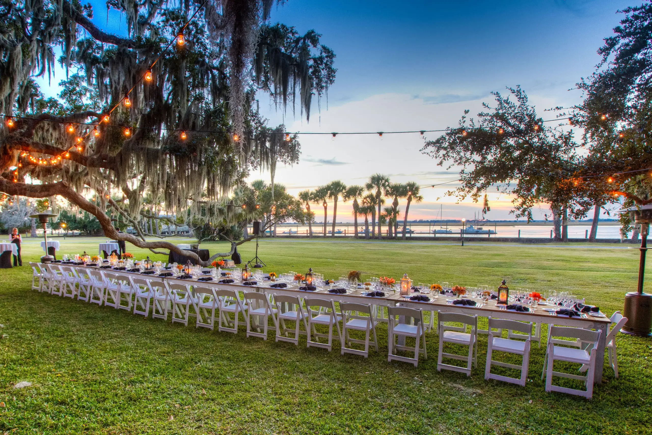 A table set up for a function on the lawn of JIRC