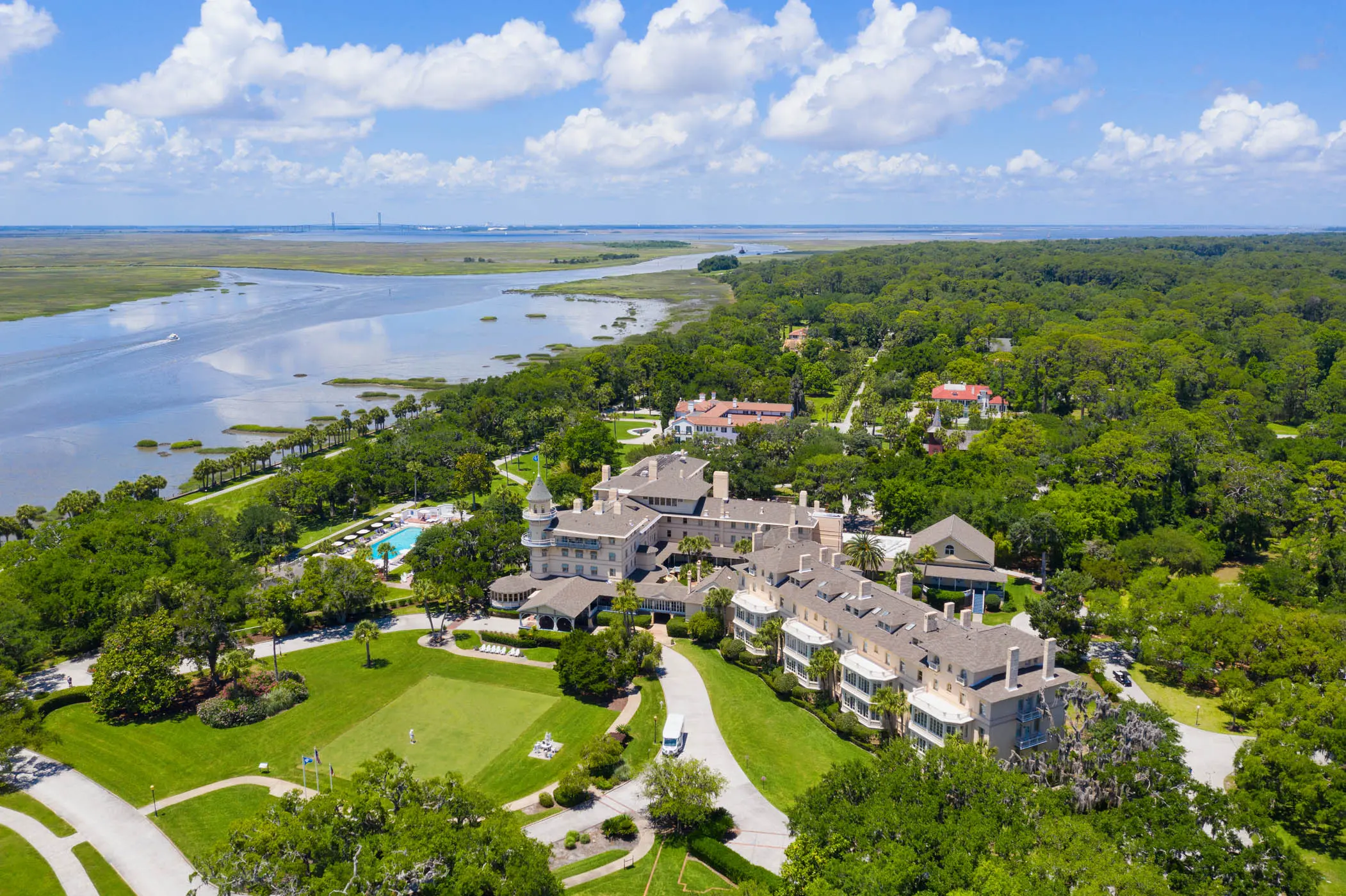 An aerial view of the resort