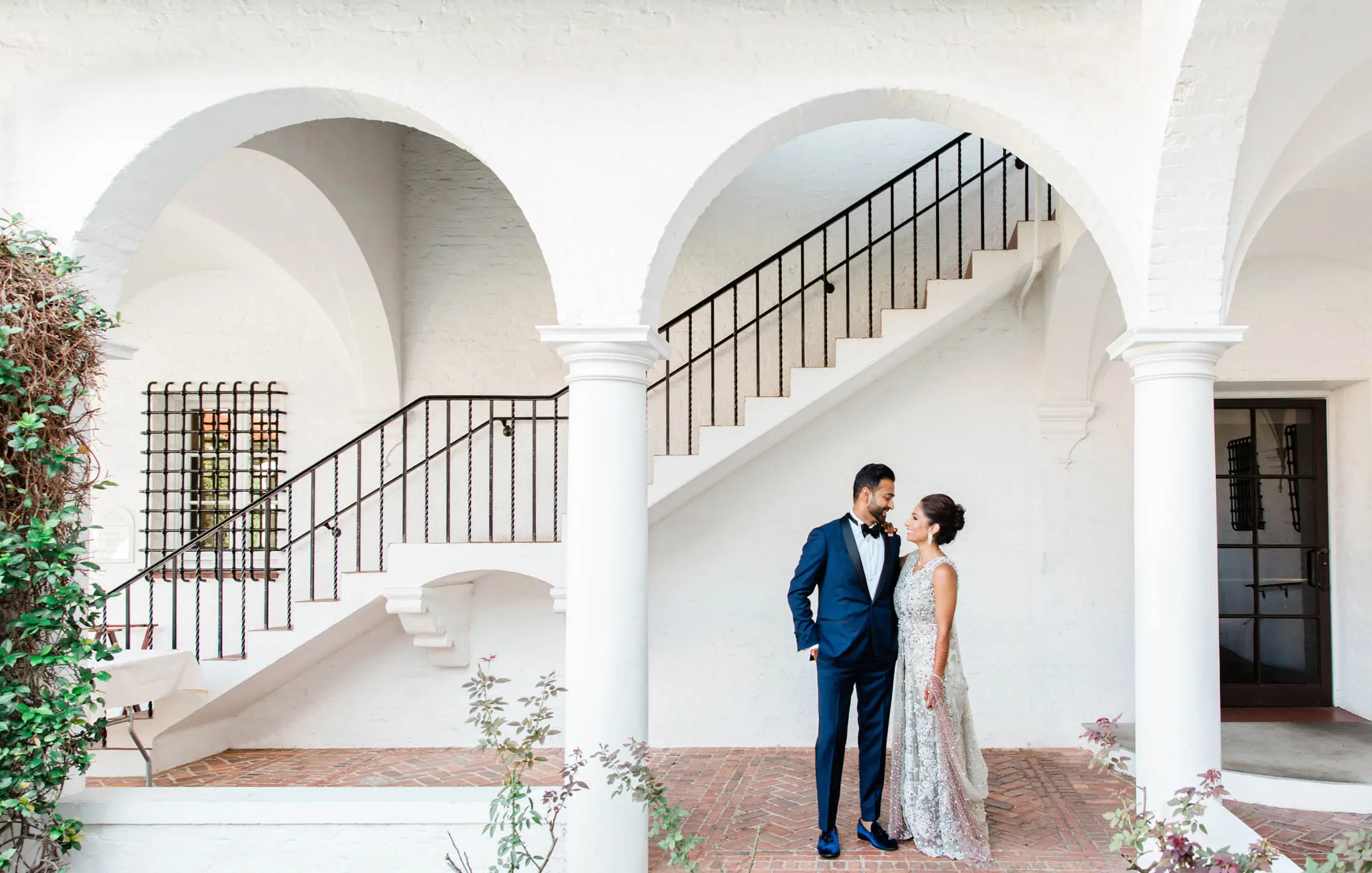 A wedding couple posing for a picture at Jekyll