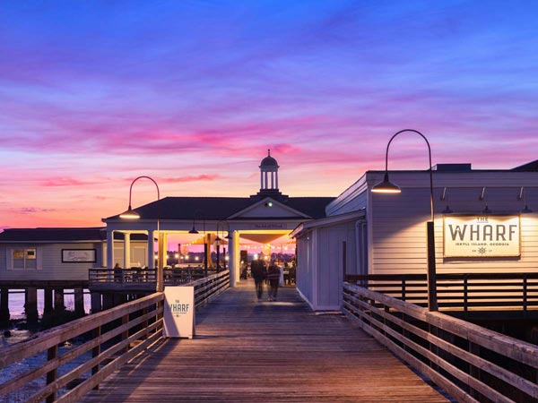 Wharf Restaurant At Sunset.