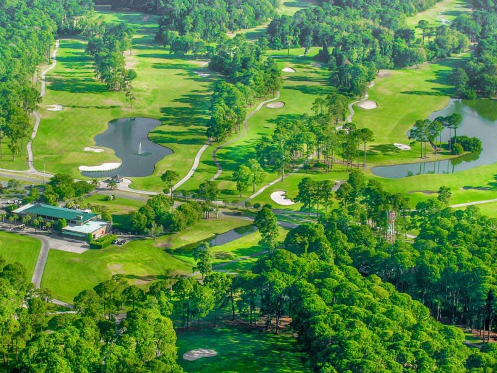 Aerial View Of Golf Courses On Jekyll Island.