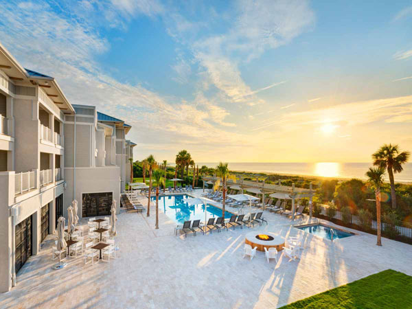 Jekyll Island Ocean Club Pool At Sunset.