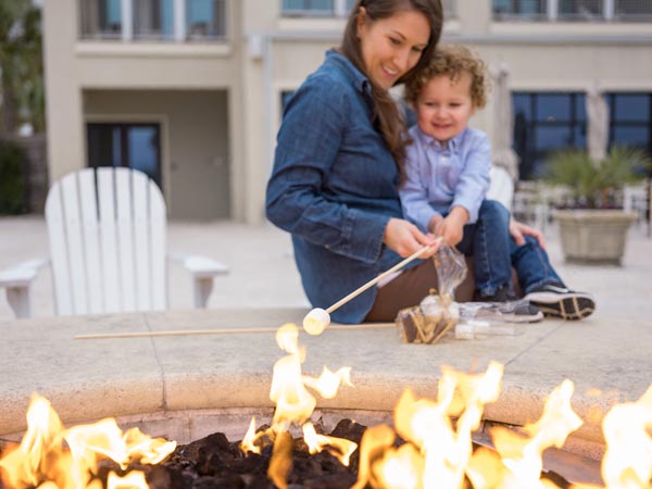 Mom And Son Roasting Marshmallows.