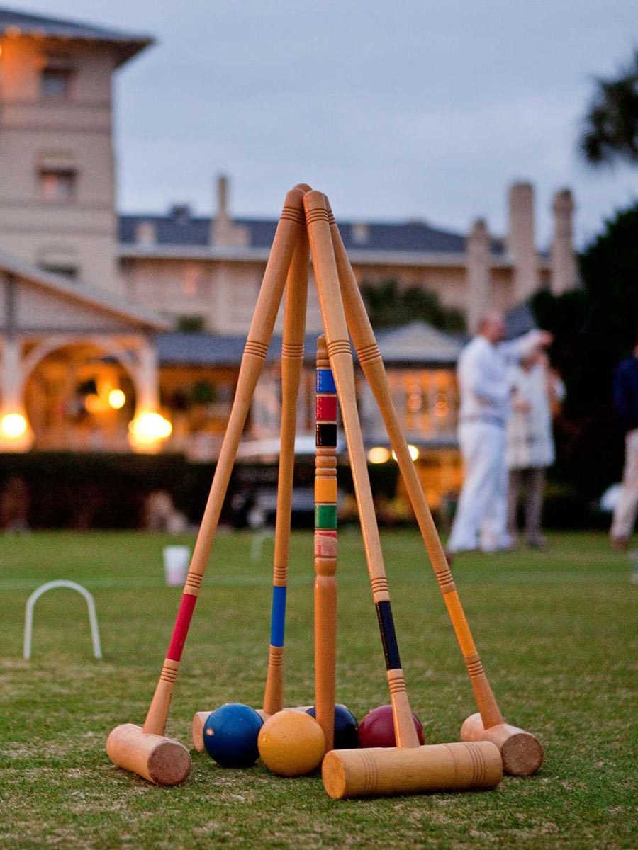 Croquet Mallets And Balls.