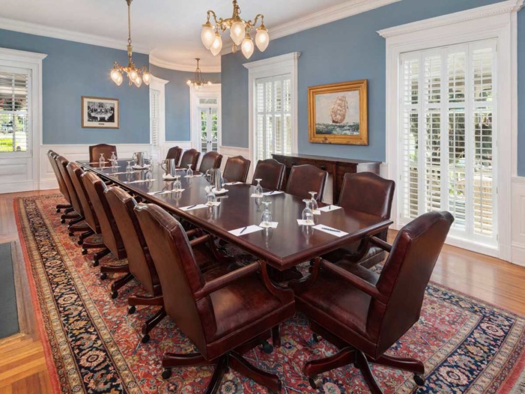 Meeting Table With Rolling Chairs In The Pulitzer Room.