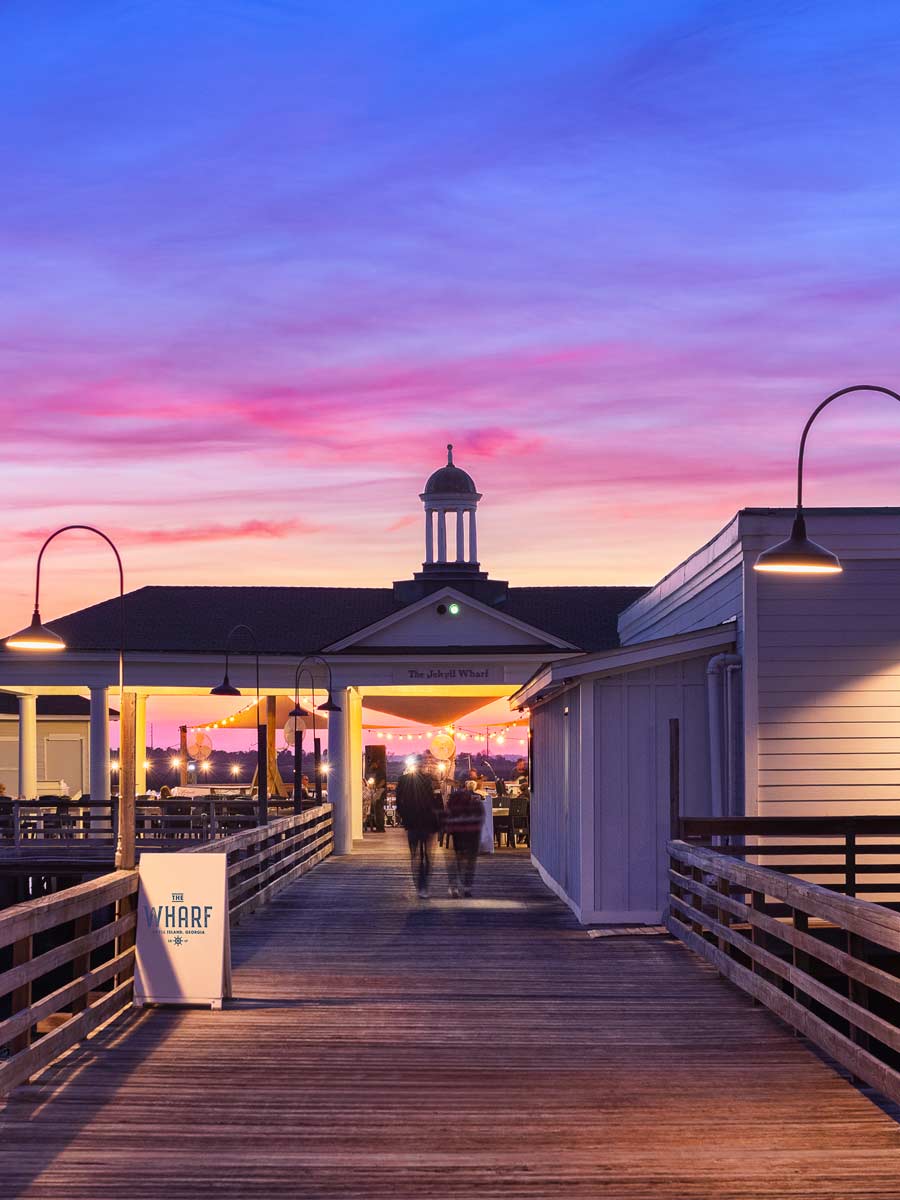 Wharf Restaurant At Sunset.