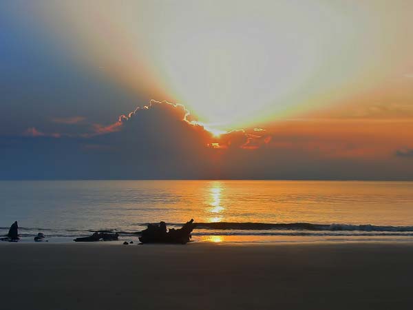 Beach At Sunset.