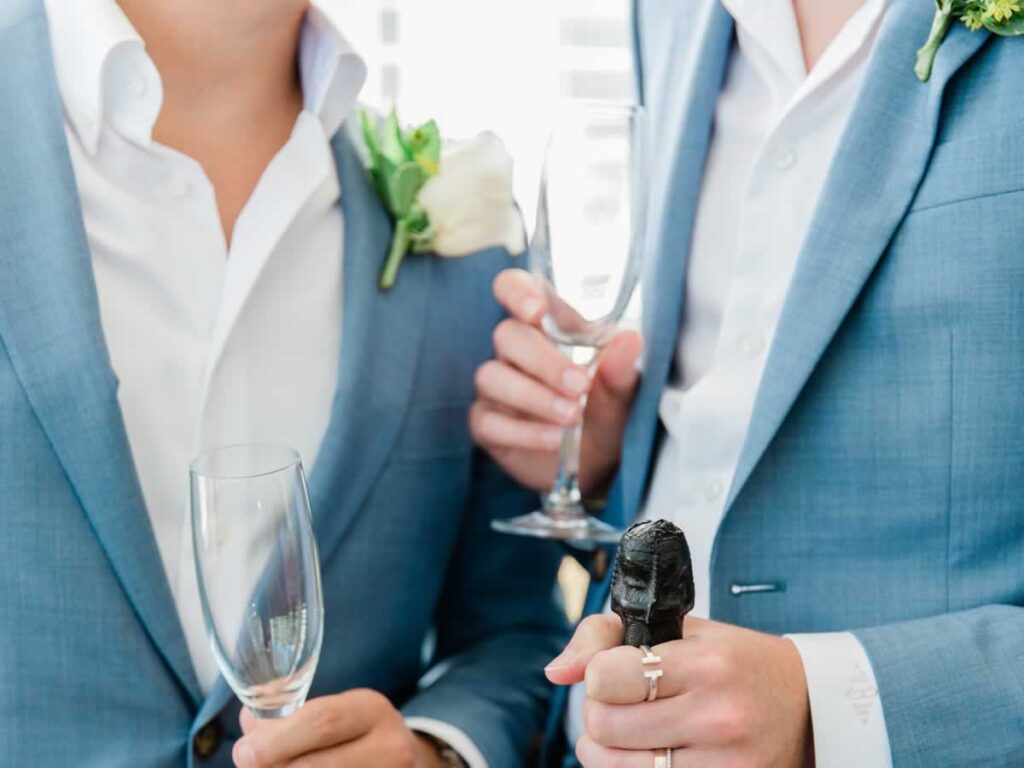 Groom with champagne