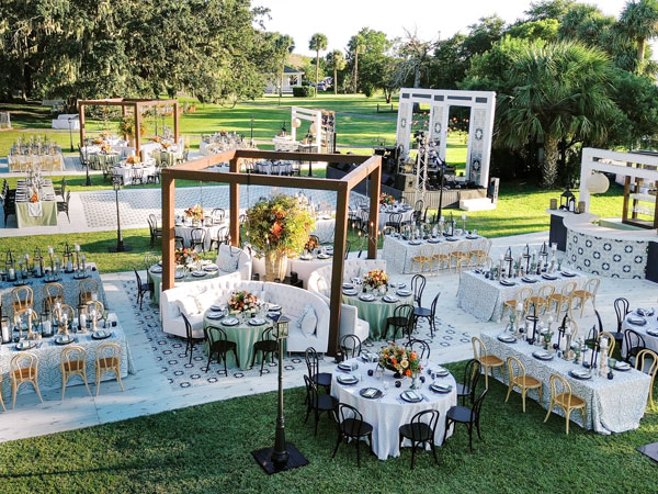 Outdoor Wedding Reception On The Lawn